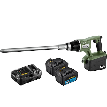 Durofix DXP 60V BLDC Concrete Vibrator, 20" Rigid Shaft, 2-Battery Kit RZ6008-25DS-P2